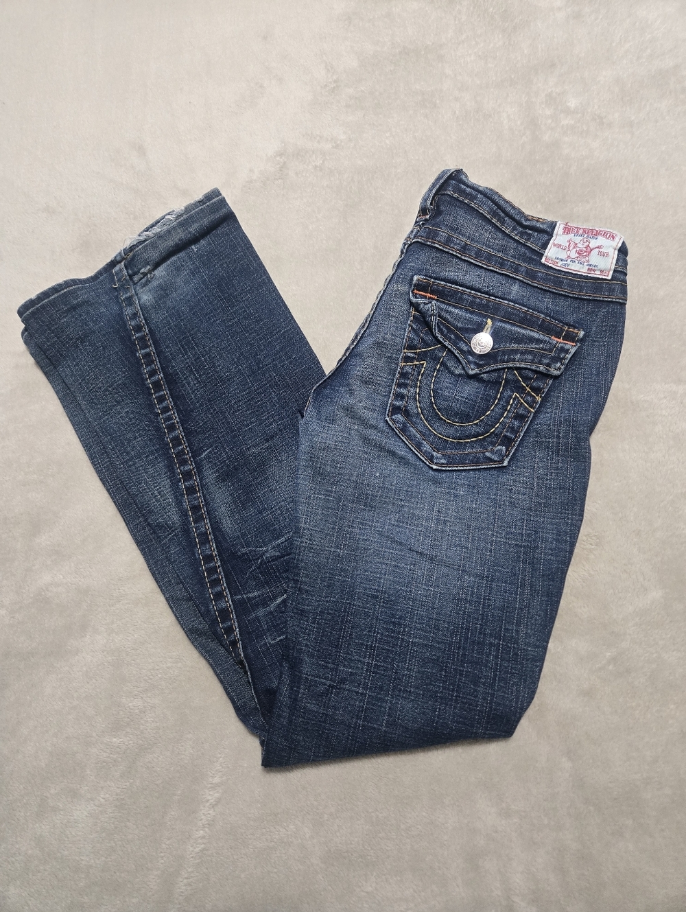 True Religion Women’s Dark Blue Flared Denim Jeans Size Fits 30x33 USA